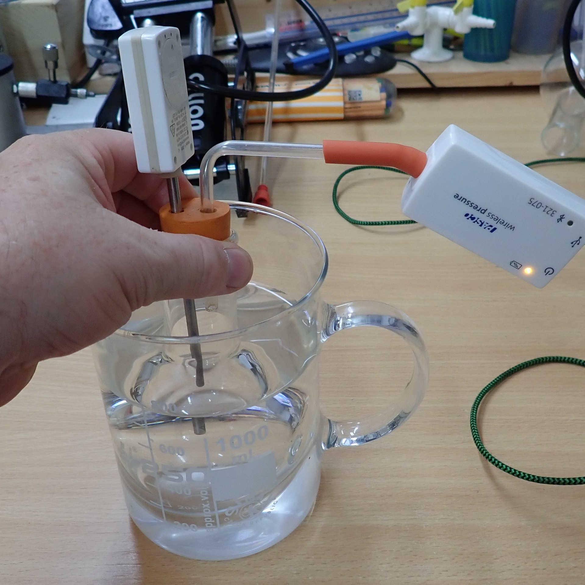 Pasco data loggers to that an experiemnt can be done in an hour, with all the data and all the graphs the students need